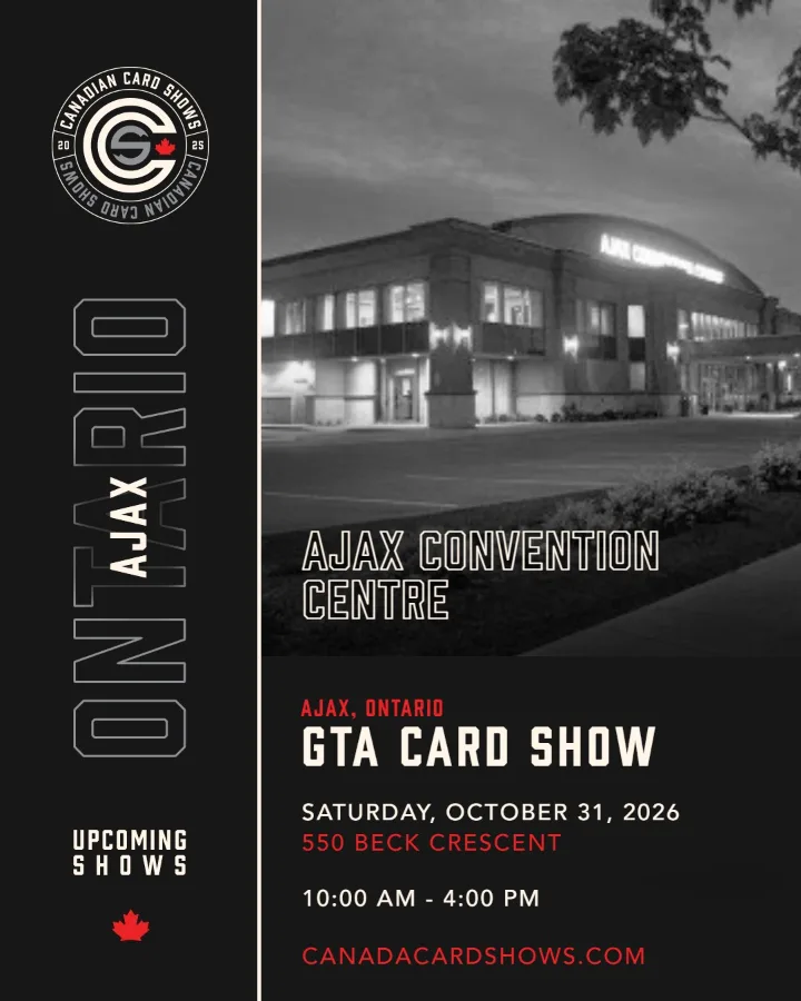 GTA Card Show poster: Saturday, October 31, 2026, 10:00 AM – 4:00 PM, Ajax Convention Centre