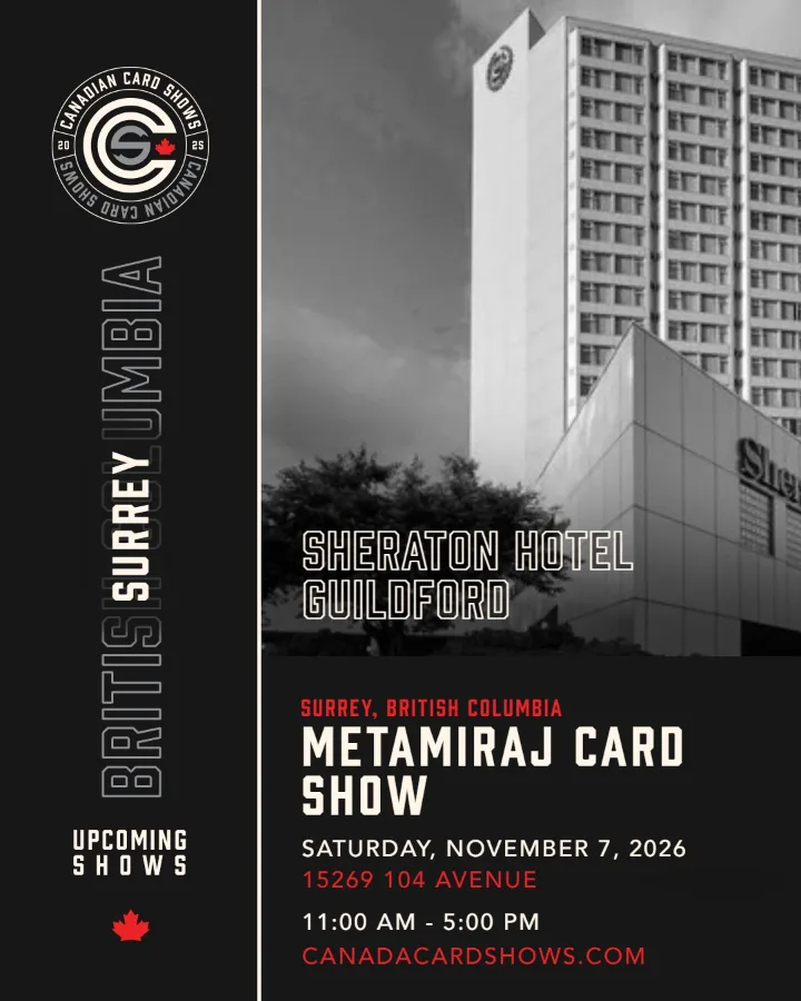 Metamiraj Card Show poster: Saturday, November 7, 2026, 11:00 AM – 5:00 PM, Sheraton Hotel Guildford
