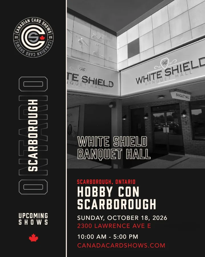 Hobby Con Scarborough poster: Sunday, October 18, 2026, 10:00 AM – 5:00 PM, White Shield Banquet Hall