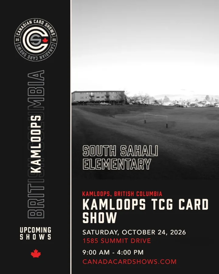 Kamloops TCG Card Show poster: Saturday, October 24, 2026, 9:00 AM – 4:00 PM, South Sahali Elementary