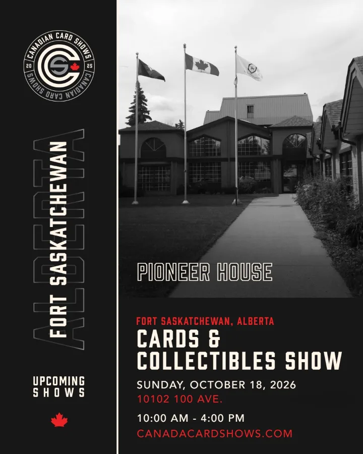 Cards & Collectibles Show poster: Sunday, October 18, 2026, 10:00 AM – 4:00 PM, Pioneer House